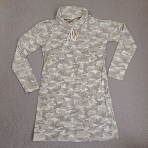 Hem & Thread Dress Top Womens Small Green Camo Cowl Neck‎ Long Sleeve